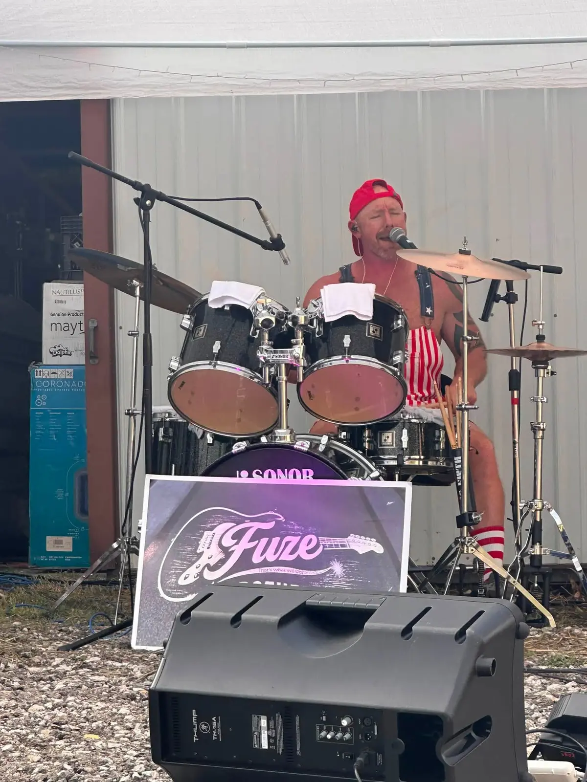Bradey playing drums